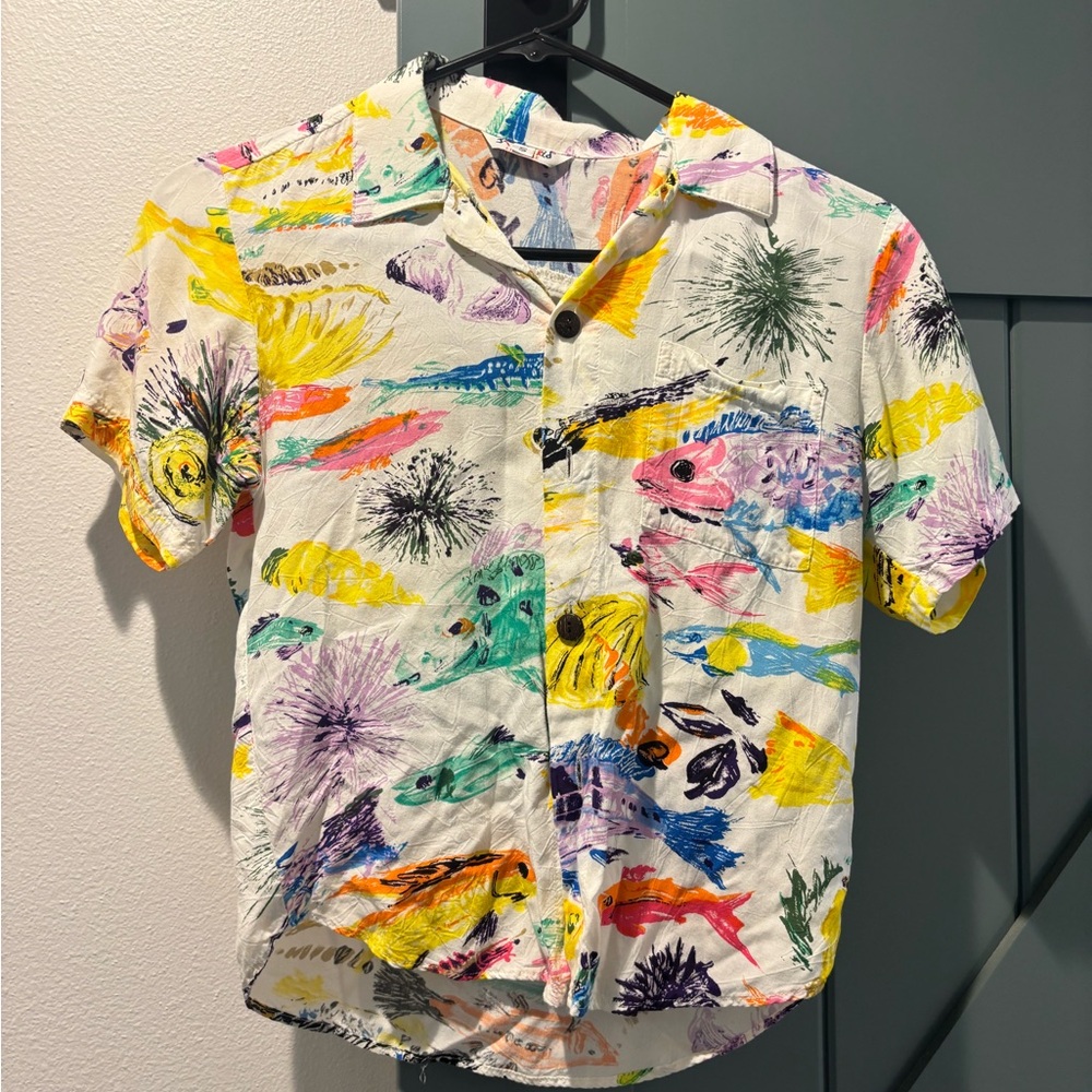 Jams World White and Yellow KIDS Hawaiian Button Down Shirt 🌺